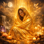 Divine Comfort Blanket Light Gold Energy Wrap for Emotional Healing and Support